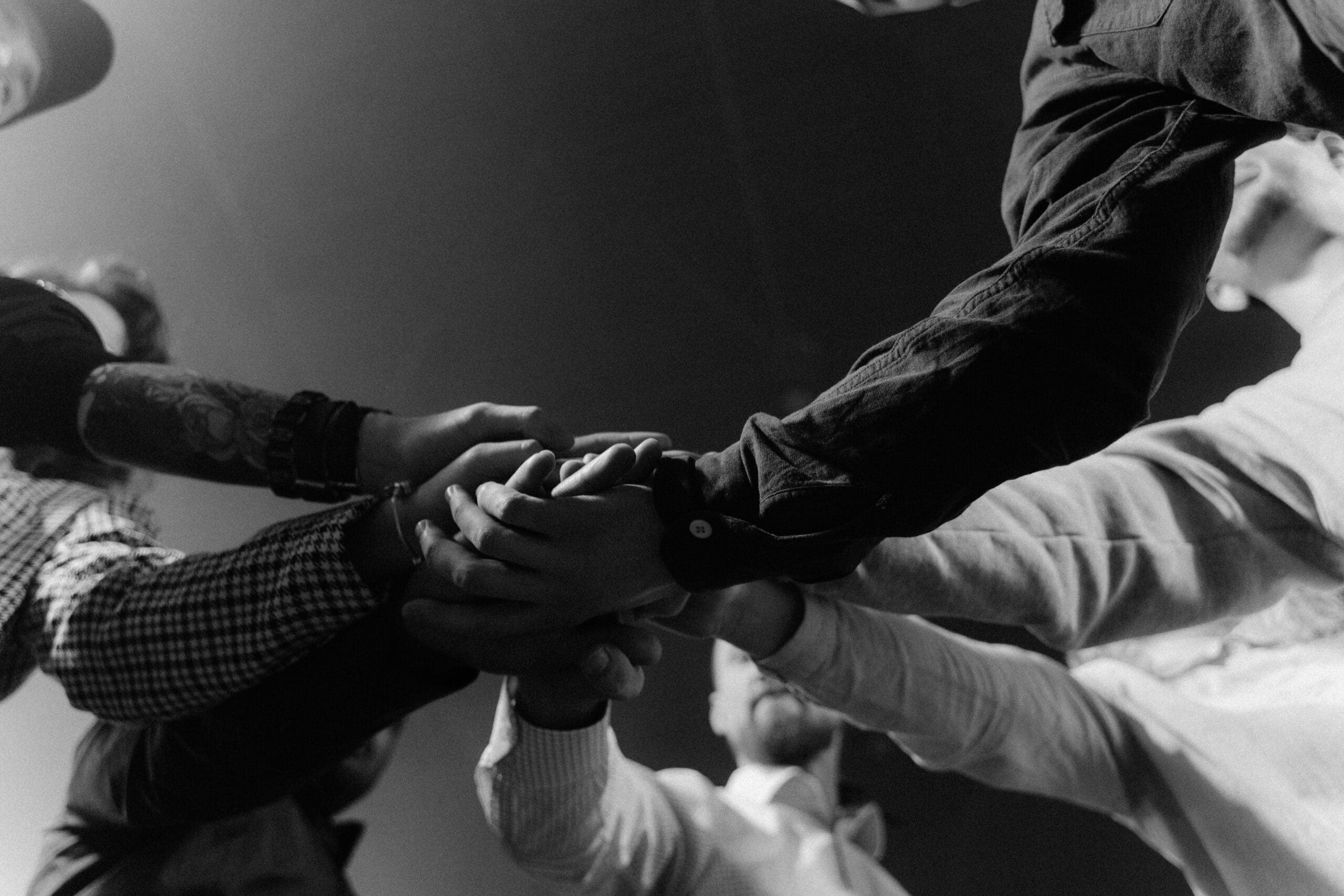Multiple hands touch